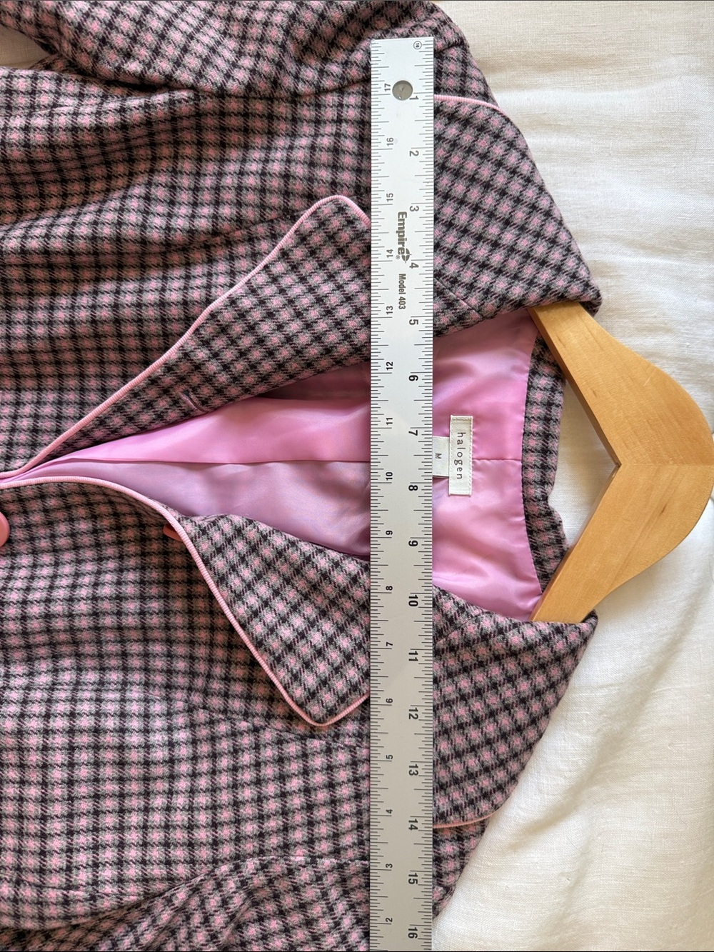 Halogen Pink Houndstooth Blazer Jacket Taylored Workwear Wool Women’s Size M - Picture 8 of 10